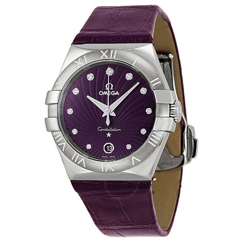 purple fake diamond watch|omega constellation steel watch.